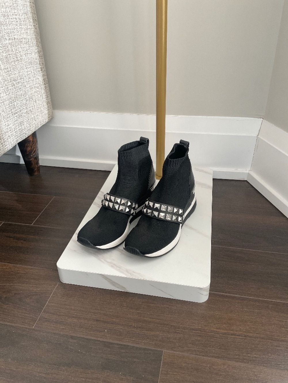Michael Kors Skyler Studded Slip-On Stretch Sneakers